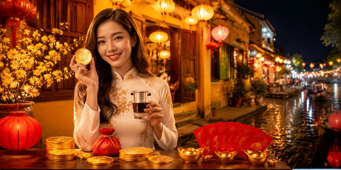 Người dùng nạp tiền và nhận thưởng tại quán cà phê Hội An